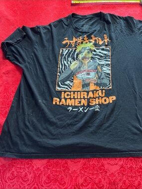 Naruto Ichiraku Ramen Shop Graphic T-Shirt Men's 3XL Black Anime 100% Cotton Tee